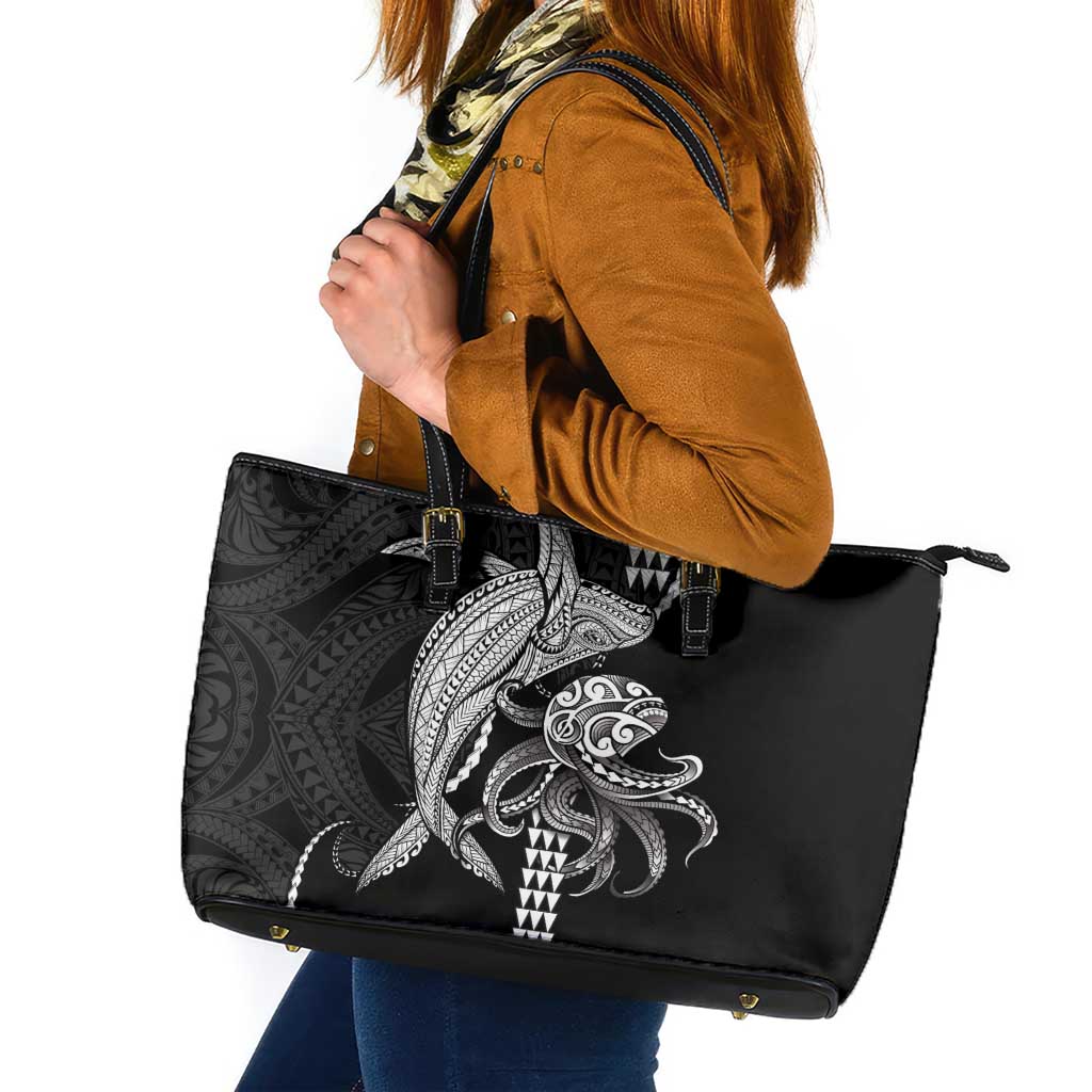 Kanaloa Aloha Hawaii Leather Tote Bag Humpback Whale Octopus Tattoo Kakau Pattern