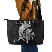 Kanaloa Aloha Hawaii Leather Tote Bag Humpback Whale Octopus Tattoo Kakau Pattern