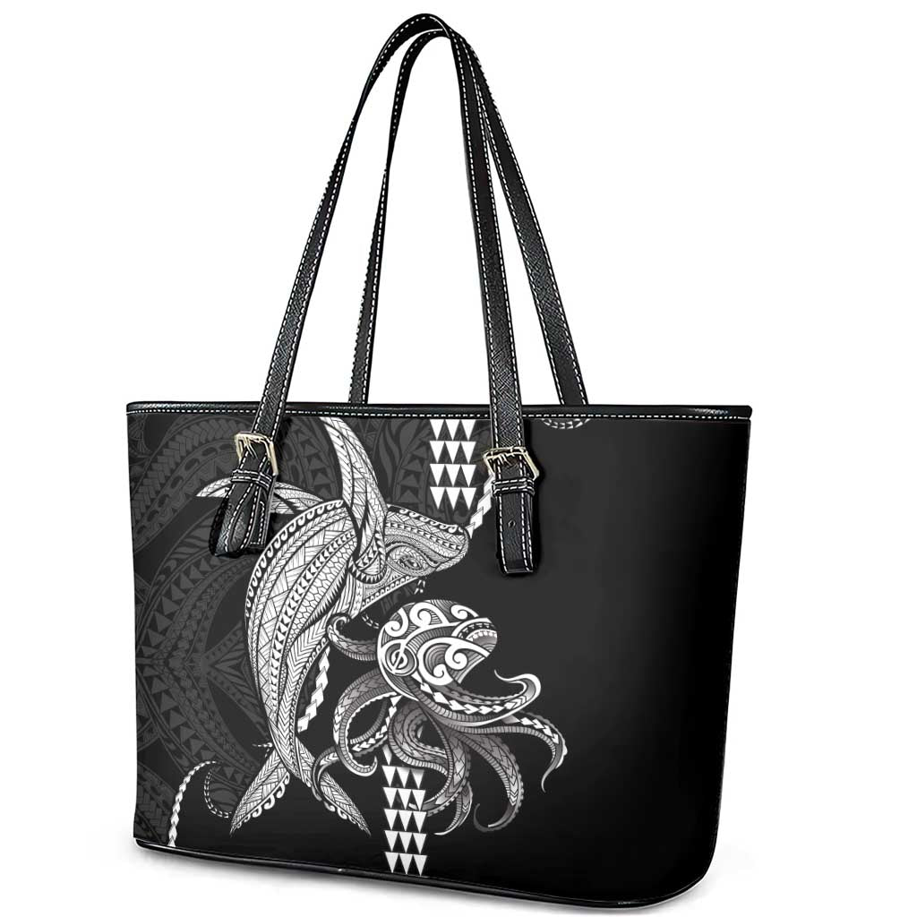 Kanaloa Aloha Hawaii Leather Tote Bag Humpback Whale Octopus Tattoo Kakau Pattern