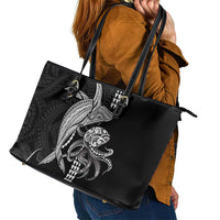 Kanaloa Aloha Hawaii Leather Tote Bag Humpback Whale Octopus Tattoo Kakau Pattern