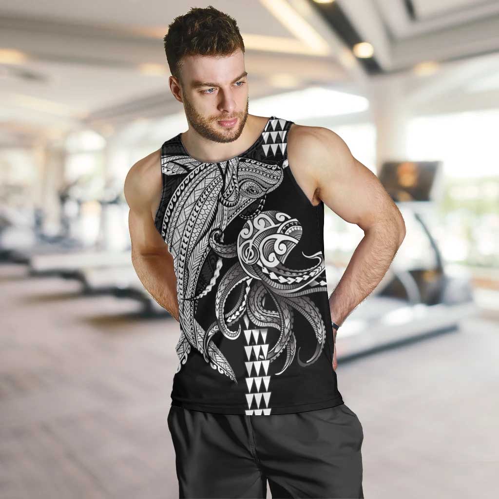 Kanaloa Aloha Hawaii Men Tank Top Humpback Whale Octopus Tattoo Kakau Pattern