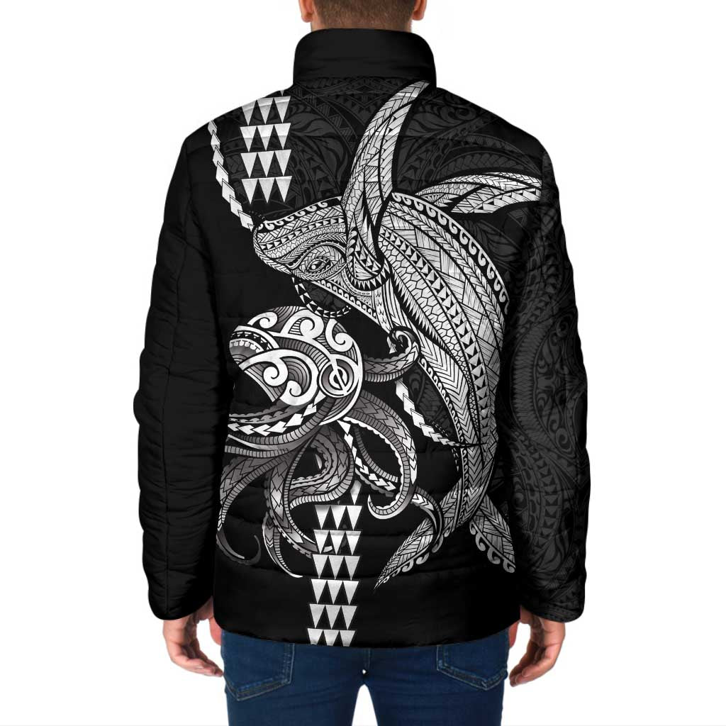 Kanaloa Aloha Hawaii Padded Jacket Humpback Whale Octopus Tattoo Kakau Pattern