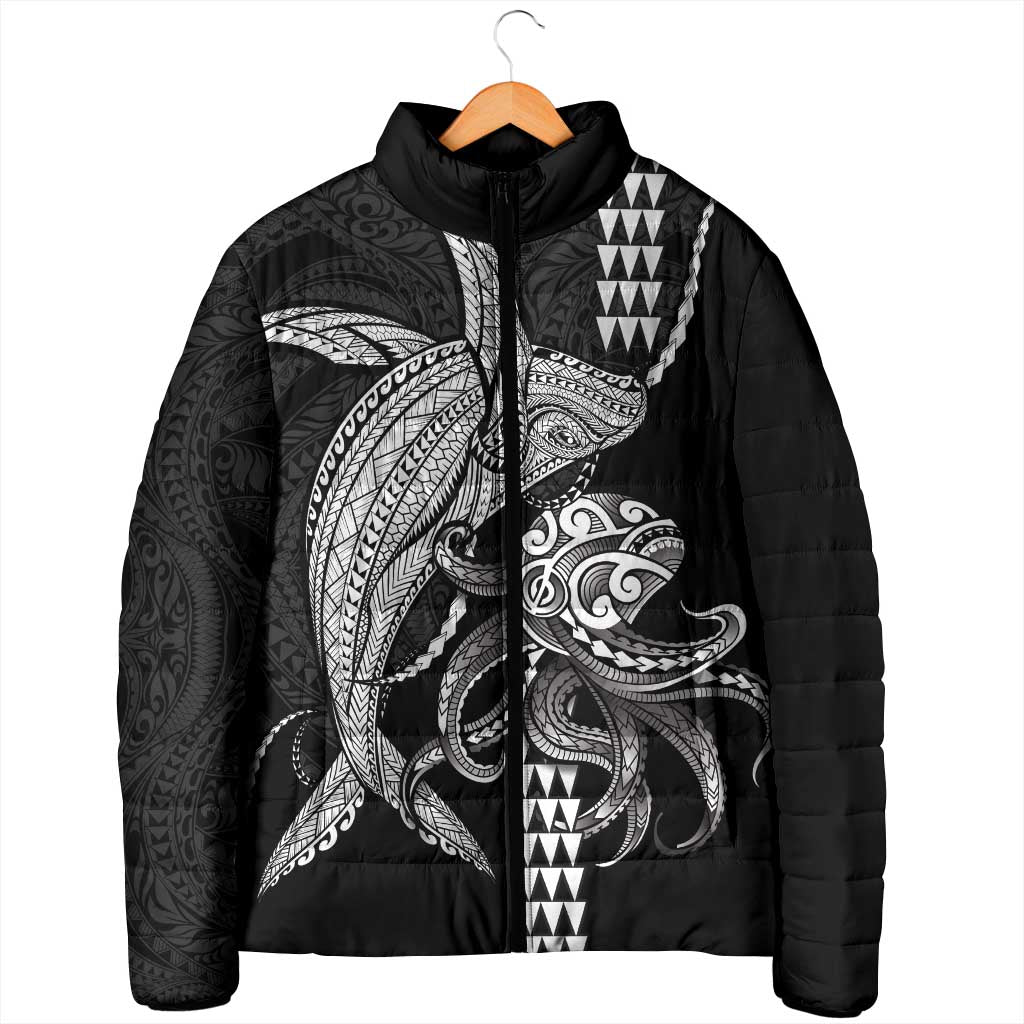 Kanaloa Aloha Hawaii Padded Jacket Humpback Whale Octopus Tattoo Kakau Pattern