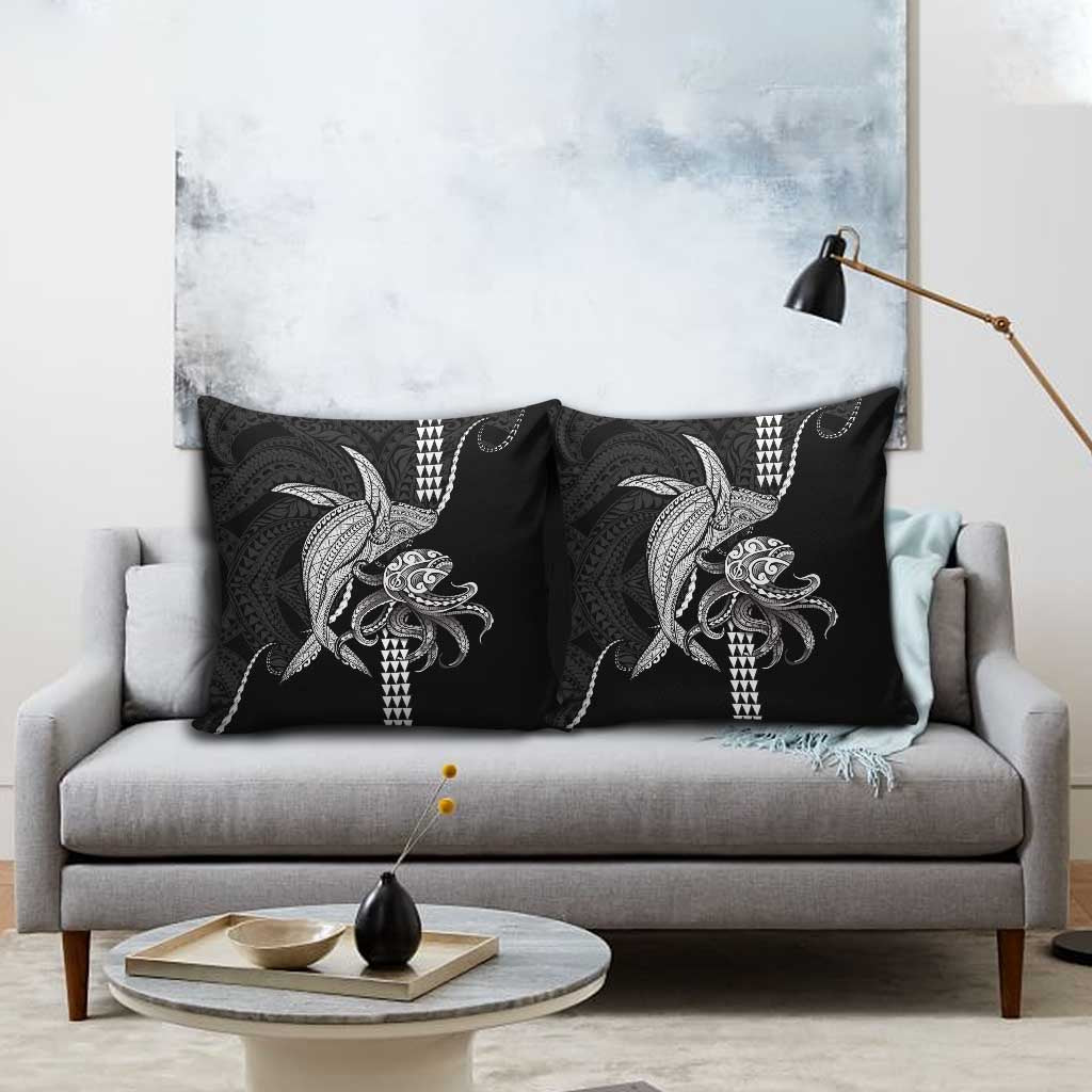 Kanaloa Aloha Hawaii Pillow Cover Humpback Whale Octopus Tattoo Kakau Pattern