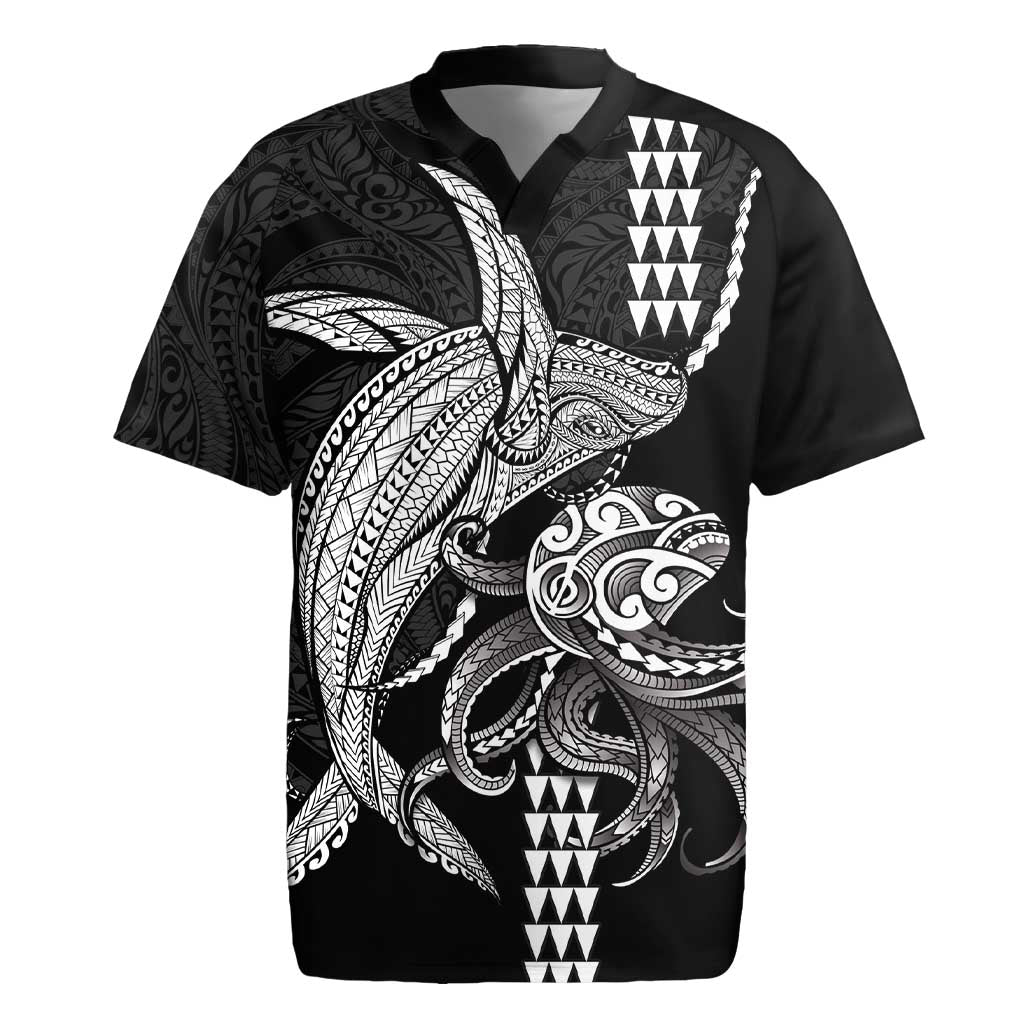 Kanaloa Aloha Hawaii Rugby Jersey Humpback Whale Octopus Tattoo Kakau Pattern