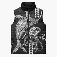 Kanaloa Aloha Hawaii Sleeveless Puffer Jacket Humpback Whale Octopus Tattoo Kakau Pattern