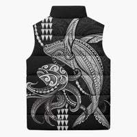 Kanaloa Aloha Hawaii Sleeveless Puffer Jacket Humpback Whale Octopus Tattoo Kakau Pattern