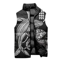 Kanaloa Aloha Hawaii Sleeveless Puffer Jacket Humpback Whale Octopus Tattoo Kakau Pattern