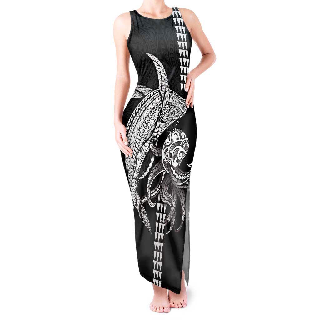 Kanaloa Aloha Hawaii Tank Maxi Dress Humpback Whale Octopus Tattoo Kakau Pattern