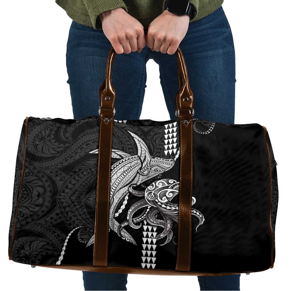 Kanaloa Aloha Hawaii Travel Bag Humpback Whale Octopus Tattoo Kakau Pattern LT14 Black - Polynesian Pride