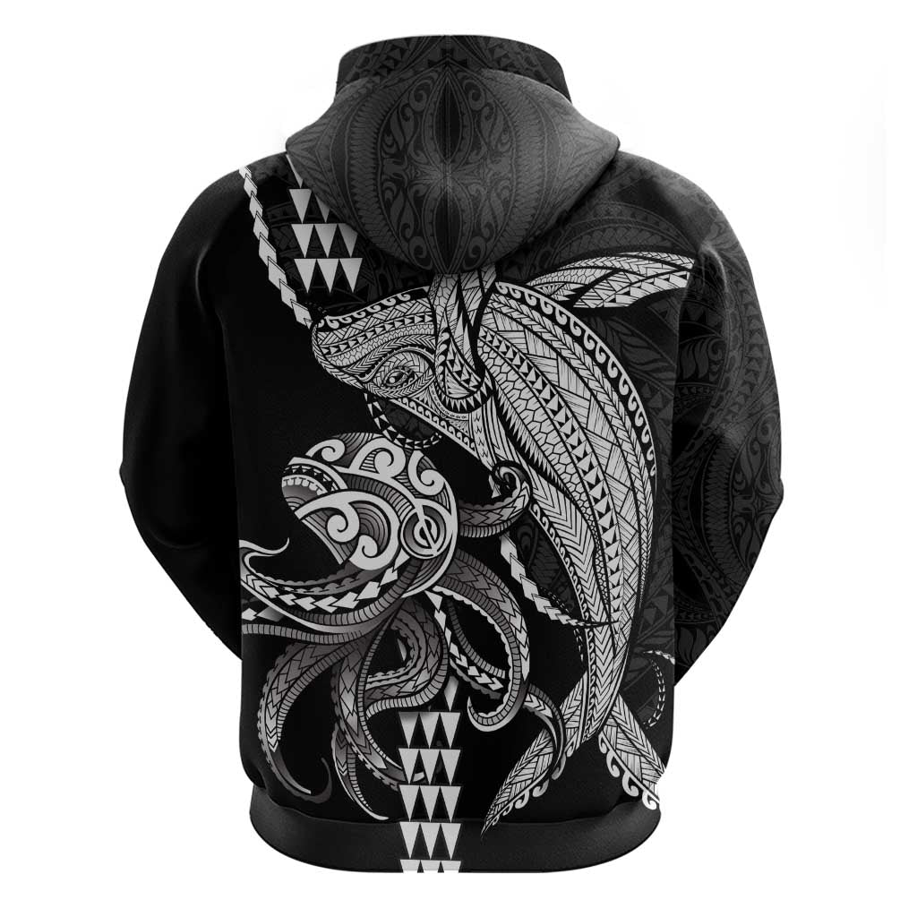 Kanaloa Aloha Hawaii Zip Hoodie Humpback Whale Octopus Tattoo Kakau Pattern LT14 - Polynesian Pride