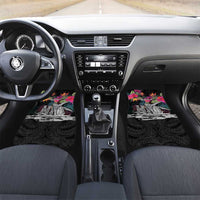 Personalised Hawaii Car Mats Humpback Whale Tattoo With Tropical Flowers Black