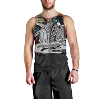 Personalised Hawaii Men Tank Top Humpback Whale Tattoo With Tropical Flowers Black LT14 - Polynesian Pride