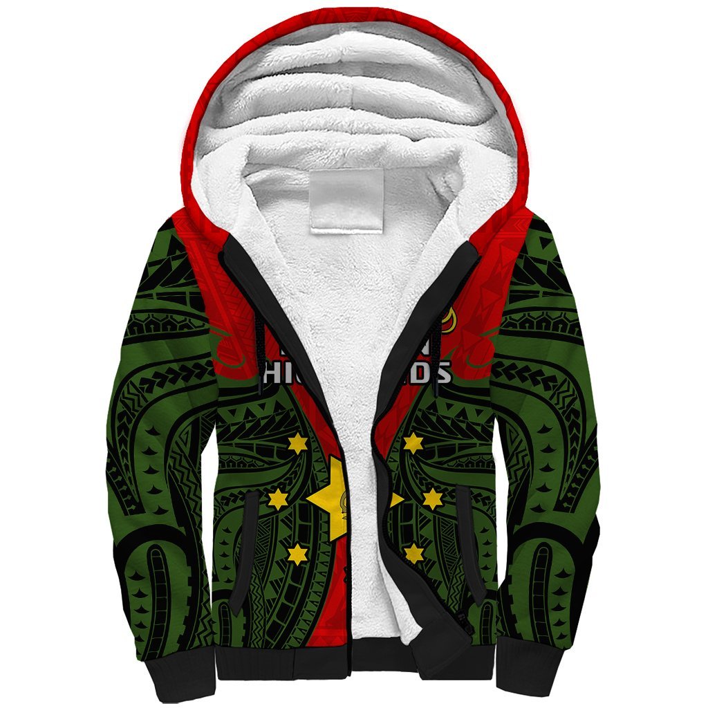 Papua New Guinea Sherpa Hoodie Eastern Highlands Province Mix Coat Of Arms Polynesian Art LT14 Unisex Red - Polynesian Pride