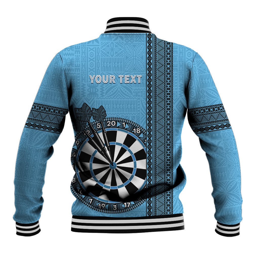 Personalised Fiji Darts Baseball Jacket Fijian Tapa Pattern - Blue