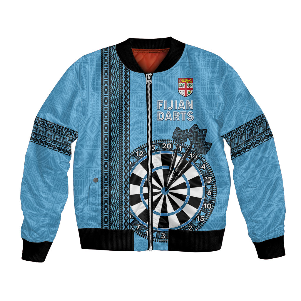 Personalised Fiji Darts Bomber Jacket Fijian Tapa Pattern - Blue