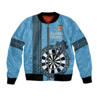 Personalised Fiji Darts Bomber Jacket Fijian Tapa Pattern - Blue