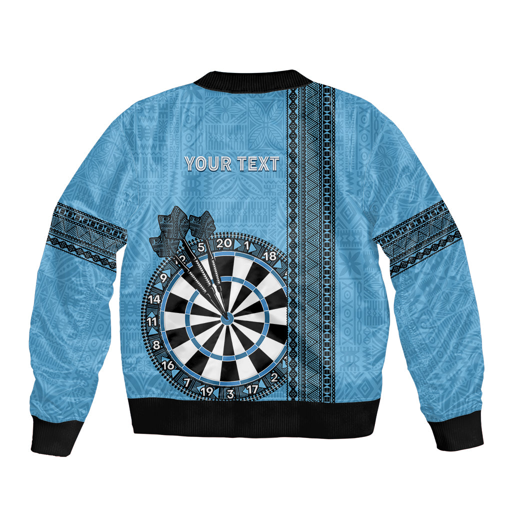 Personalised Fiji Darts Bomber Jacket Fijian Tapa Pattern - Blue