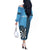 Personalised Fiji Darts Off The Shoulder Long Sleeve Dress Fijian Tapa Pattern - Blue