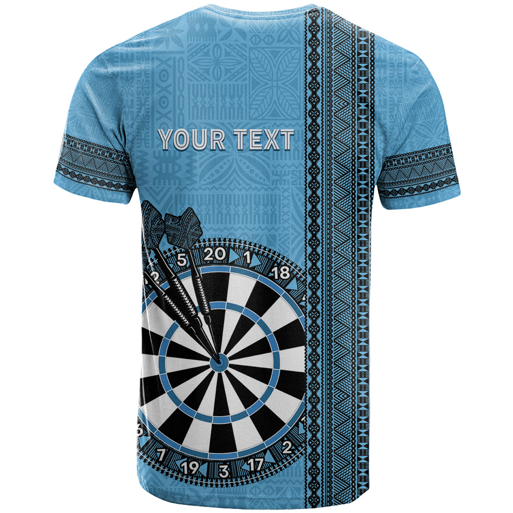 Personalised Fiji Darts T Shirt Fijian Tapa Pattern - Blue
