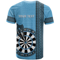 Personalised Fiji Darts T Shirt Fijian Tapa Pattern - Blue