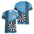 Personalised Fiji Darts Women V-Neck T-Shirt Fijian Tapa Pattern - Blue