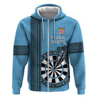 Personalised Fiji Darts Zip Hoodie Fijian Tapa Pattern - Blue