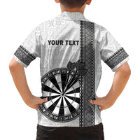 Personalised Fiji Darts Kid Hawaiian Shirt Fijian Tapa Pattern - White