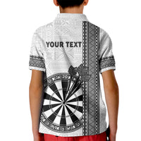 Personalised Fiji Darts Kid Polo Shirt Fijian Tapa Pattern - White