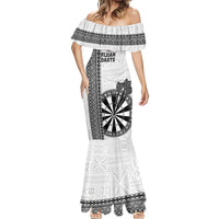 Personalised Fiji Darts Mermaid Dress Fijian Tapa Pattern - White