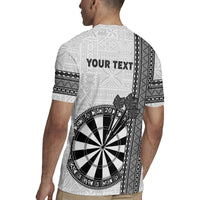 Personalised Fiji Darts Rugby Jersey Fijian Tapa Pattern - White
