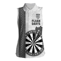 Personalised Fiji Darts Women Sleeveless Polo Shirt Fijian Tapa Pattern - White