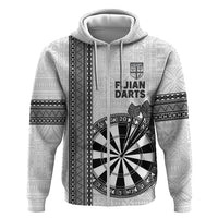 Personalised Fiji Darts Zip Hoodie Fijian Tapa Pattern - White