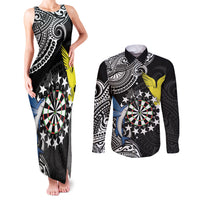 Personalised Cook Islands Darts Couples Matching Tank Maxi Dress and Long Sleeve Button Shirt Kuki Airani Tribal Pattern