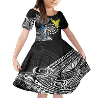 Personalised Cook Islands Darts Kid Short Sleeve Dress Kuki Airani Tribal Pattern
