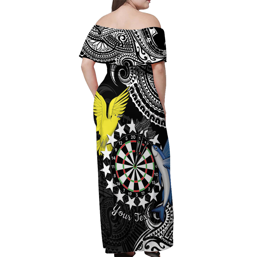 Personalised Cook Islands Darts Off Shoulder Maxi Dress Kuki Airani Tribal Pattern