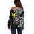 Personalised Cook Islands Darts Off Shoulder Sweater Kuki Airani Tribal Pattern
