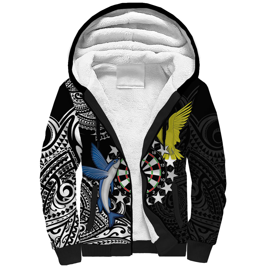 Personalised Cook Islands Darts Sherpa Hoodie Kuki Airani Tribal Pattern