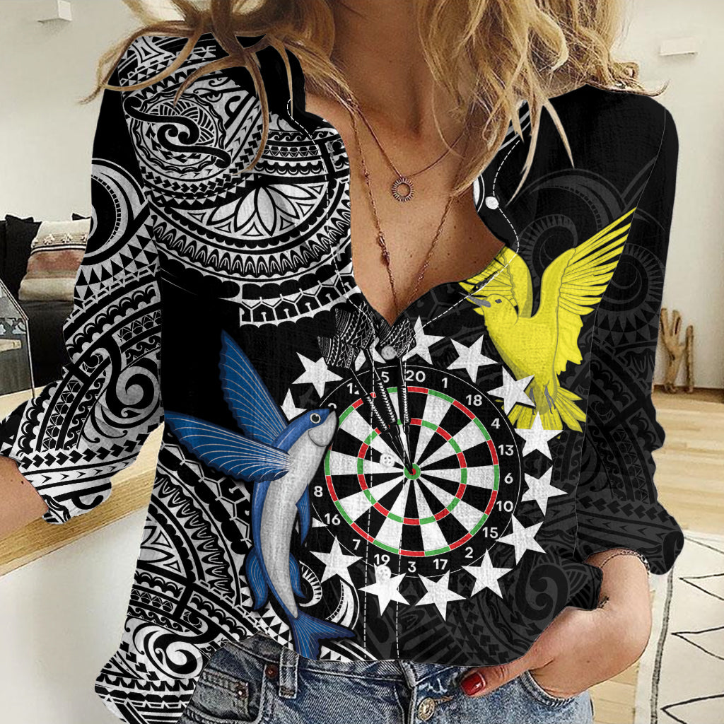 Personalised Cook Islands Darts Women Casual Shirt Kuki Airani Tribal Pattern