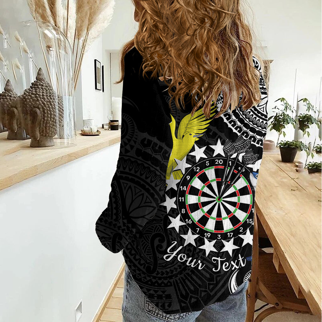 Personalised Cook Islands Darts Women Casual Shirt Kuki Airani Tribal Pattern