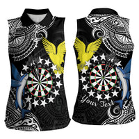 Personalised Cook Islands Darts Women Sleeveless Polo Shirt Kuki Airani Tribal Pattern