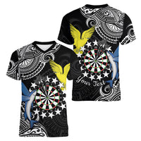 Personalised Cook Islands Darts Women V-Neck T-Shirt Kuki Airani Tribal Pattern