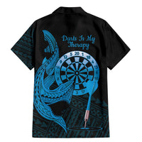 Aloha Hawaii Darts Family Matching Mermaid Dress and Hawaiian Shirt Dart Board With Polynesian Shark - Blue