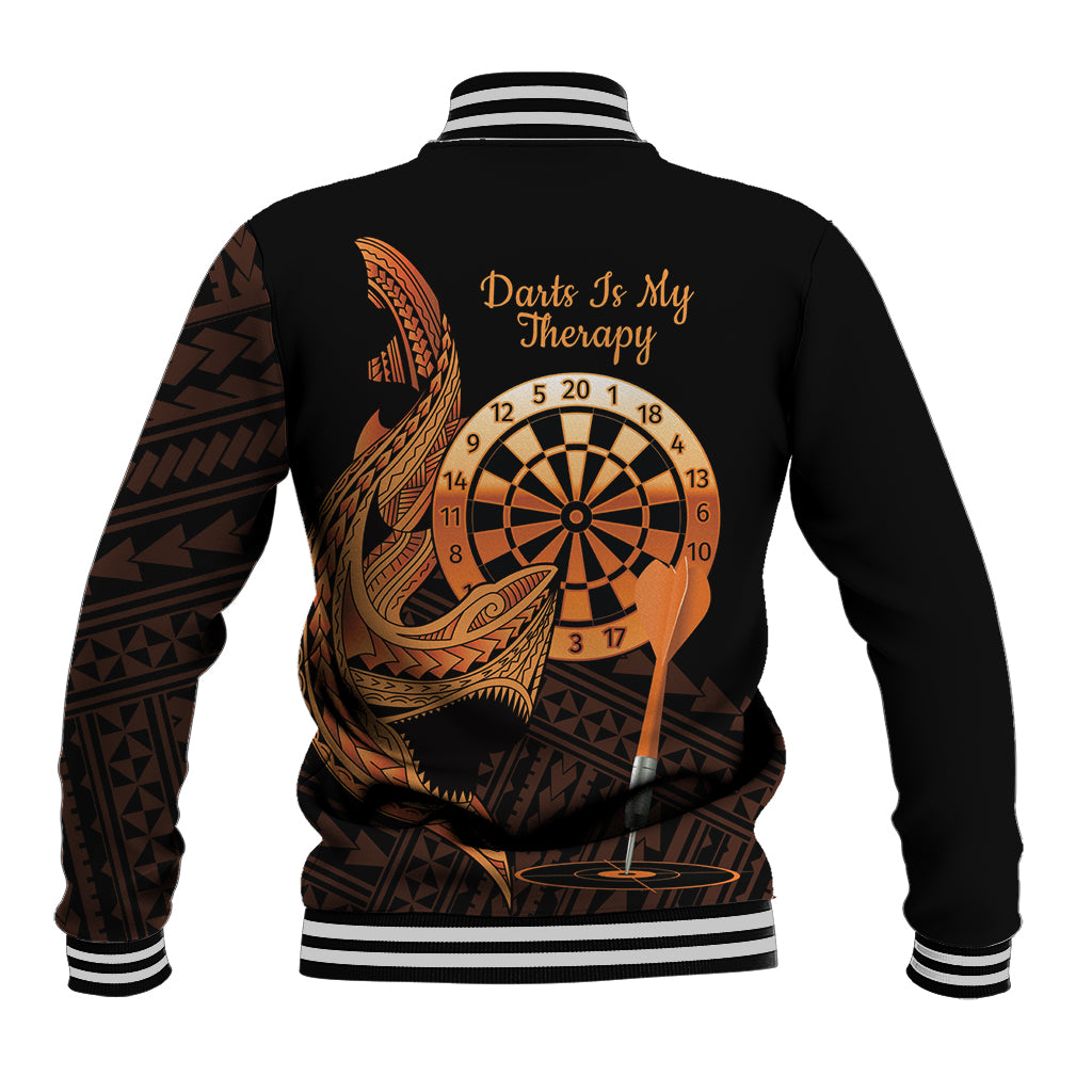 Aloha Hawaii Darts Baseball Jacket Dart Board With Polynesian Shark - Gold