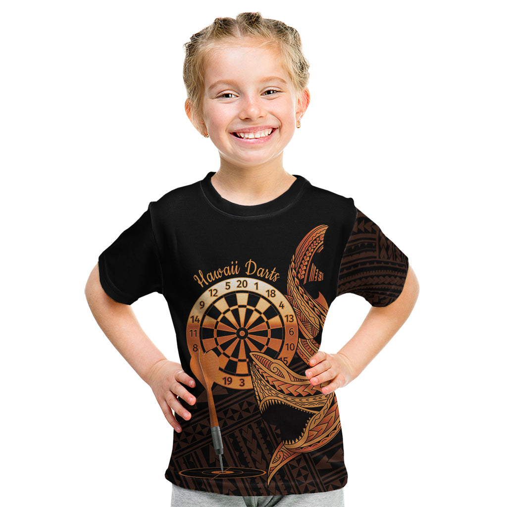 Aloha Hawaii Darts Kid T Shirt Dart Board With Polynesian Shark - Gold LT14 Gold - Polynesian Pride