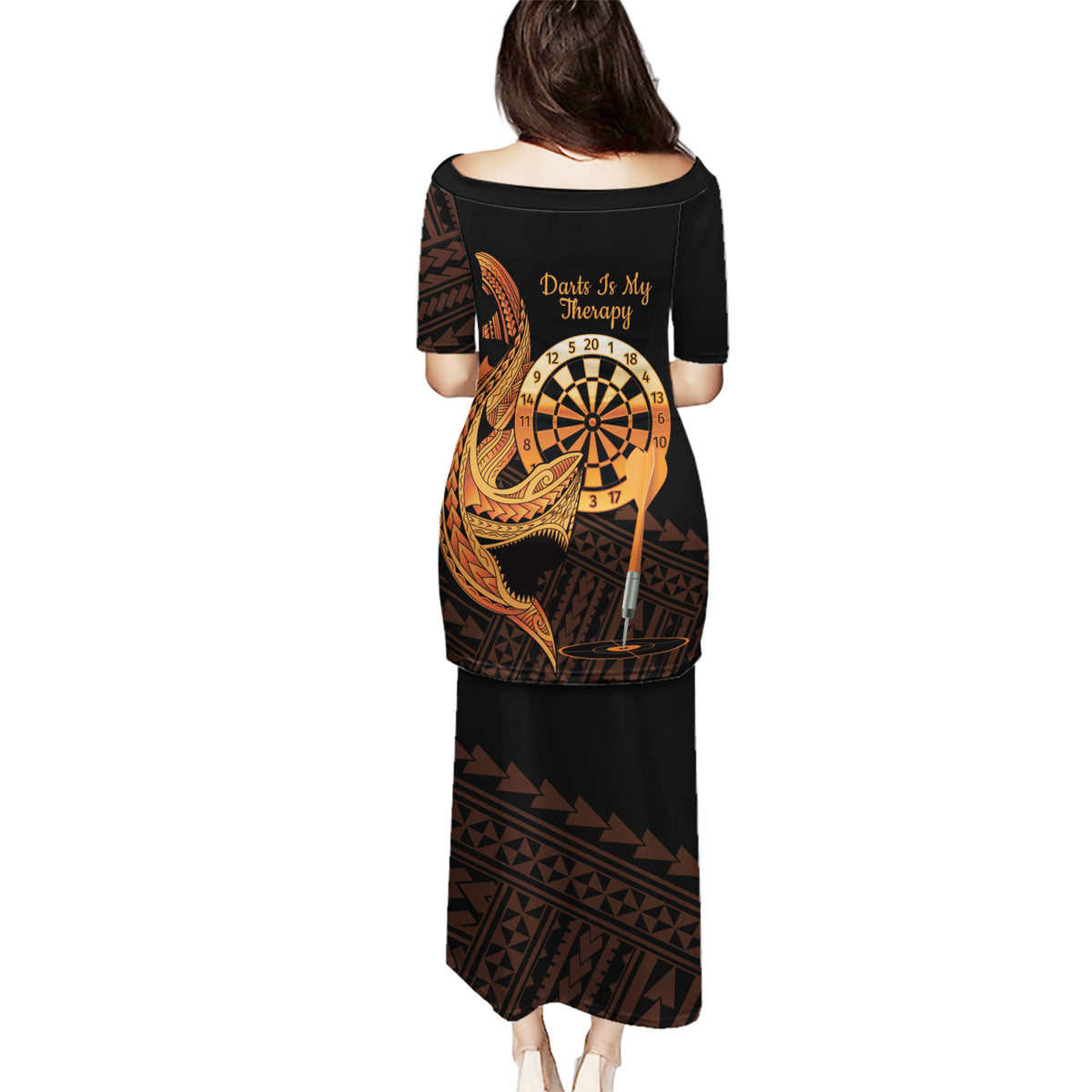 Aloha Hawaii Darts Puletasi Dart Board With Polynesian Shark - Gold