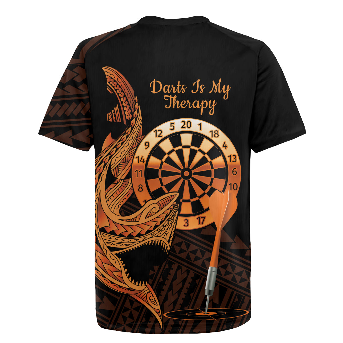 Aloha Hawaii Darts Rugby Jersey Dart Board With Polynesian Shark - Gold