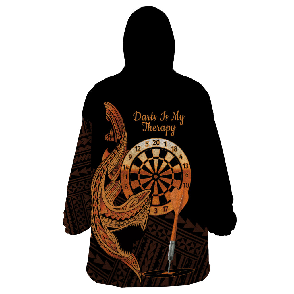 Aloha Hawaii Darts Wearable Blanket Hoodie Dart Board With Polynesian Shark - Gold