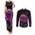 Aloha Hawaii Darts Couples Matching Tank Maxi Dress and Long Sleeve Button Shirt Dart Board With Polynesian Shark - Purple