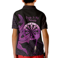 Aloha Hawaii Darts Kid Polo Shirt Dart Board With Polynesian Shark - Purple